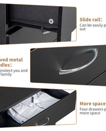4 Drawer Chest  2 USB    2 Sockets  Nightstand Black