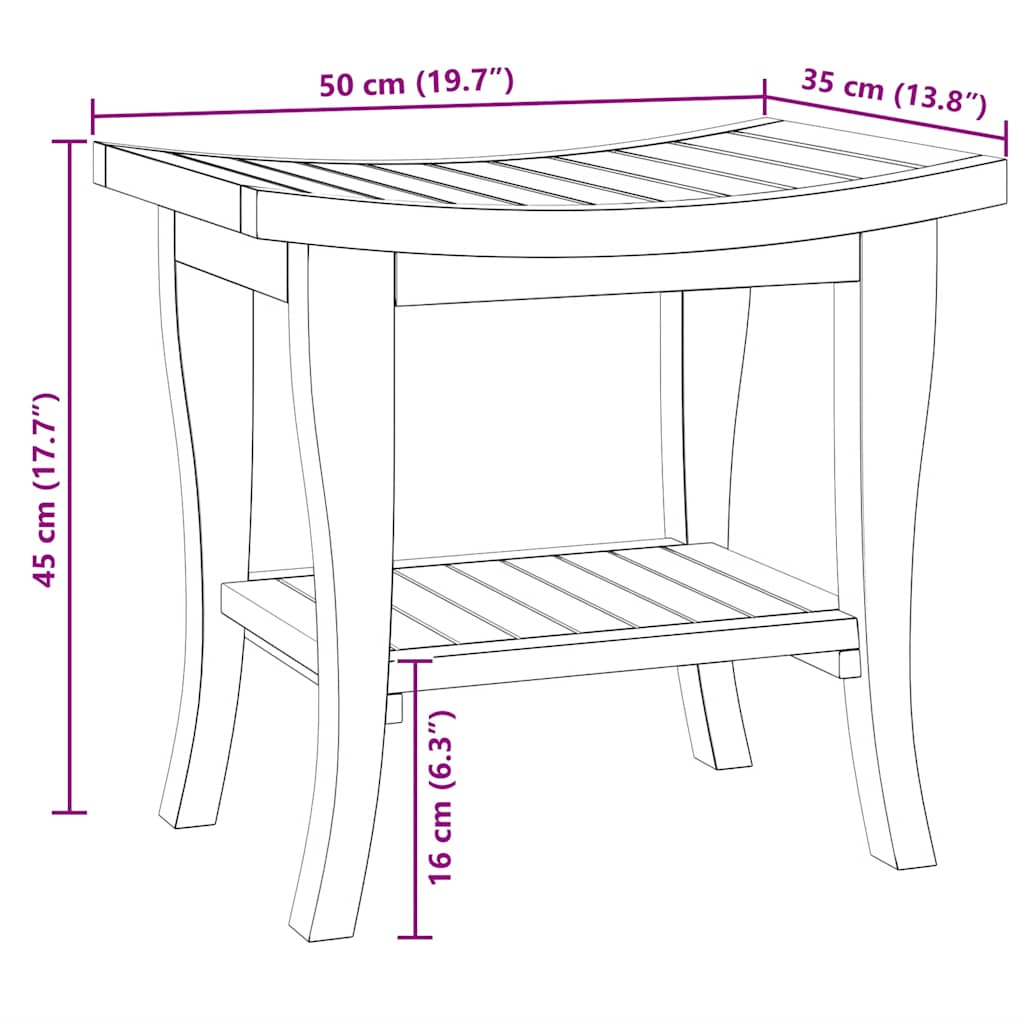 Bathroom Side Table 50x35x45 cm Solid Teak Wood