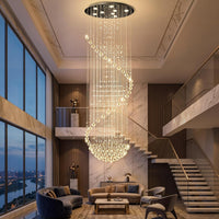 D24'' X H78'' Crystal Chandelier Glam Chandelier High Ceiling Chandeliers for Staircaes Large Raindrop Chandeliers LED Dimmable Light Fixtures for Foyer Hallway Entryway