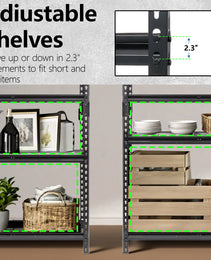 5- Tier Storage Shelves  Heavy- Duty Garage Shelving  Adjustable Shelving Unit  Steel Shelf  Boltless Assembly  For Garage  Shed  2 250 Lb Load   36 W X 18 D X 72 H Inches  Black