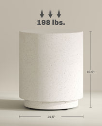 Lightweight Accent Table with Concrete Finish Round Side Table, Light Yellow