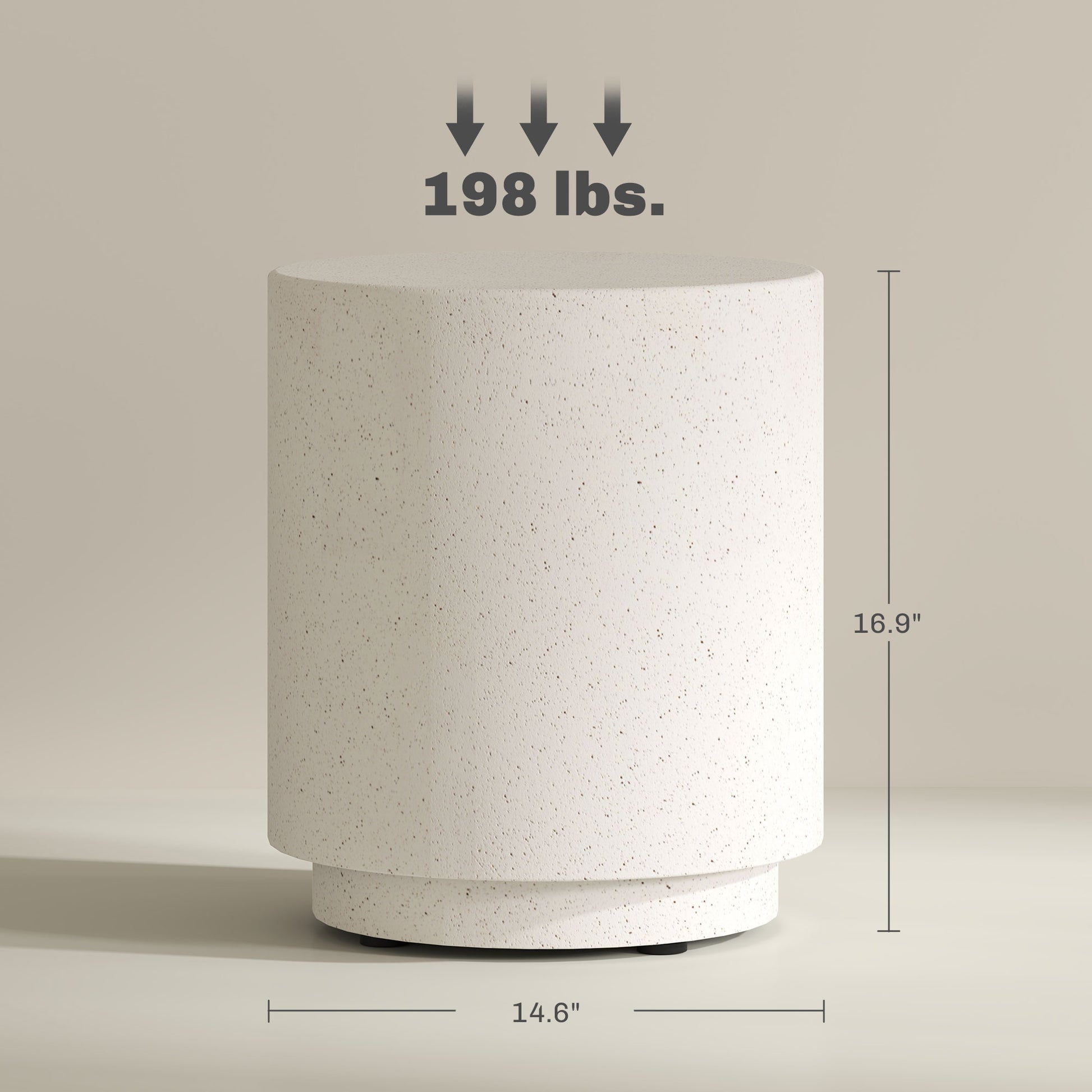 Lightweight Accent Table with Concrete Finish Round Side Table, Light Yellow