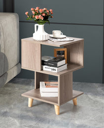 2 Pieces Wooden Modern Nightstand Set With Legs For Living Room