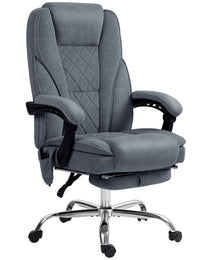 Massage Office Chair, Heated Reclining Computer Chair with Adjustable Height and Footrest, Charcoal Gray