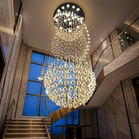 D24'' X H78'' Crystal Chandelier for Entryway High Ceiling Chandeliers Glam Chandelier Modern Large Raindrop Chandeliers LED Dimmable Light Fixtures for Staircaes Foyer Living Room