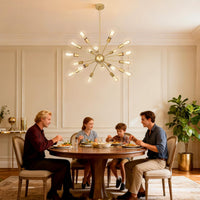 18 Light Gold Sputnik Farmhouse Chandeliers for Dining Room Light Fixture