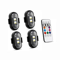 RGB Led Aircraft Strobe Light Remote Wireless Motorcycle Flash Light Warning Lights for Bike Car Multifunctional