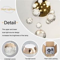 Modern Crystal Pendant Lighting Gold Globe Pendant Light Fixture, Mid Century Chandelier 3-Light Hanging Fixture for Kitchen Island,Globe Chandeliers for Dinning Room Bedroom