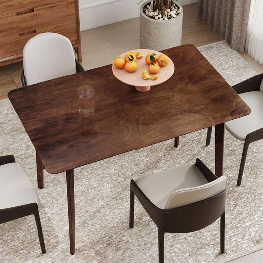 47.2" Rectangle Dining Table for 4, Mid-Century Modern Kitchen Table with Rubber Wood Legs for Dining Room, Walnut