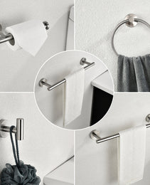 6 Piece Stainless Steel Bathroom Towel Rack Set Wall Mount Brushed Nickel