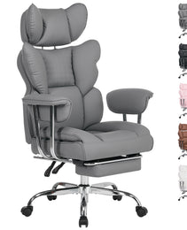 Large-sized High-back Office Chair - 350 Pounds, Anti-scratch PU Leather Executive Office Desk Chair, With Footrest, Reclining Computer Chair