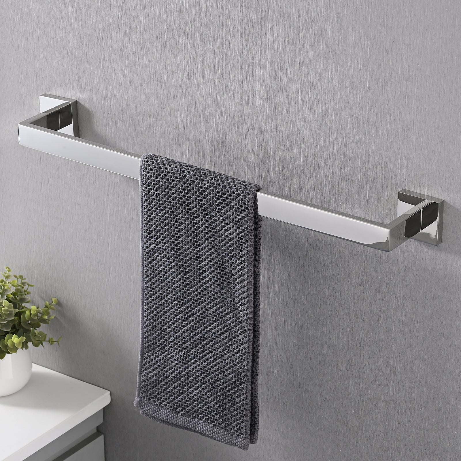5-Piece SUS304 Bathroom Set Towel Bar  Ring Hooks  TP Holder, Brushed Finish