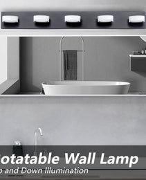 37  Modern 5-Light LED Vanity Light, Sleek Black Bathroom Wall Light Fixture For Mirror, Shower, And Bathroom Decor