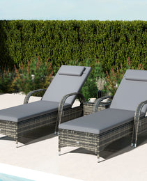 Patio Chaise Lounge Chair Set of 2 with Table