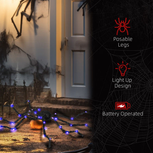 HOMCOM 3.25 Outdoor Halloween Decoration, Light-up Oversized Spider Halloween Prop With Light Up Bendable Legs - CJDS - FC