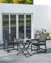 2 Piece All-Weather Patio Chairs, HDPE Patio Dining Chair Set, Heavy Duty Wood-Like Outdoor Furniture, Black