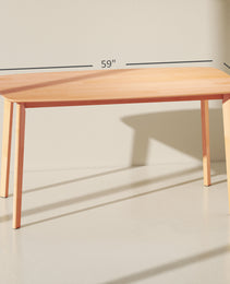 Pine Wood Dining Table for 6, 59" Rustic Rectangular Kitchen Table with Large Tabletop for Dining Room, Natural