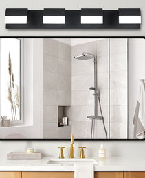 4-Light Acrylic Matte Black Bathroom Vanity Mirror Light For Mirror, Shower, And Bathroom Decor