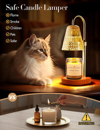 Candle Warmer Lamp with Timer Dimmer: Height Adjustable Wax Melt Warmer for Scented Jar Candles with 2 Bulbs, Christmas Birthday Gifts for Women Mom, House Warming Gifts New Home Room Office Decor