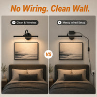 Wireless LED Picture Light with Remote Control, 360° Adjustable Magnetic Wall Lamp, Rechargeable USB, 3 Color Dimmable Lighting