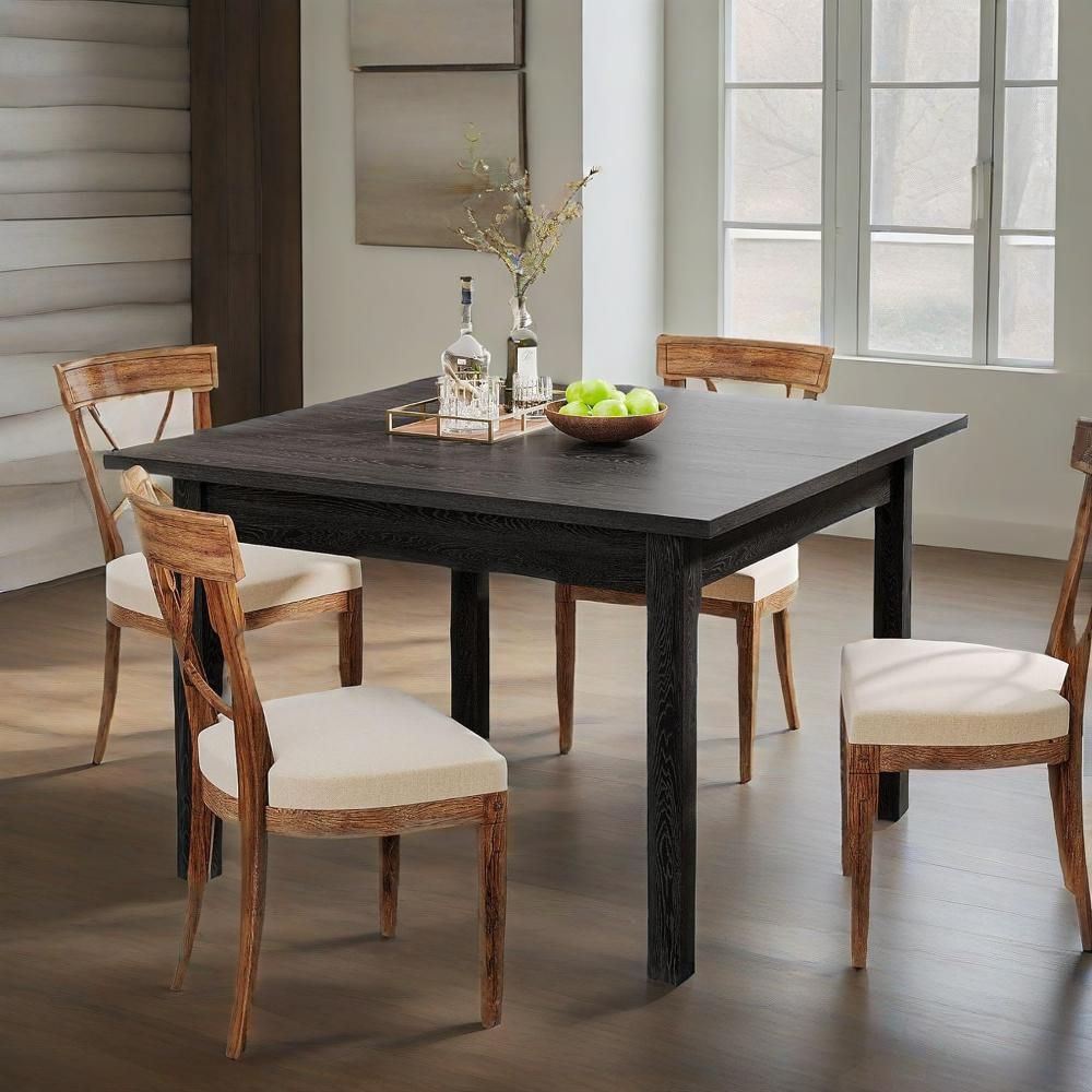 Wood Dining Table Modern Kitchen Table For Dining Room Living Room, 2-4 People Dining Room Table Square Dinner Tables With Wooden Legs Thick Top