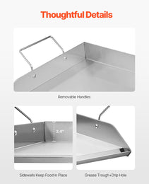 32x16 In Flat Top Griddle Stainless Steel Universal BBQ Grill Pan Cookware