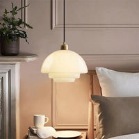 Nordic Minimalist Glass Pendant Light With Single Head Antique Style Cream Hanging Light Study Bar Counter Front Desk Studio