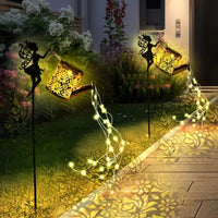 2025 New 1PC Solar Watering Can Lights, Outdoor Waterfall Garden String Fairy Lights, Solar Kettle Projection Light