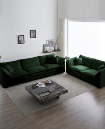Sofa Set Of 2 Chenille Couch, 2-3 Seater Sofa Set Deep Seat Sofa, Modern Sofa Set For Living Room, Green Chenille