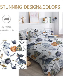 8pcs Halloween Comforter Set, Witch Pattern Bed In A Bag Bedding With Comforter Sheet Sham - 1 Comforter, 2 Pillow Shams, 1 Flat Sheet, 1 Fitted Sheet, 1 Cushion Cover, 2 Pillowcases All Season