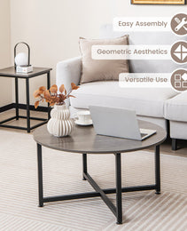 3-Piece Coffee Table Set Round Coffee Table And 2PCS Square End Tables