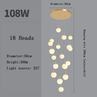 Stairs Modern Nordic LED Glass Chandelier Loft Duplex Living Room Lamp Hotel Lobby Long Chandelier Home Decorative Lighting