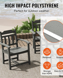 5 Pieces Patio Dining Set, Outdoor Square Furniture Table And Chairs, All Weather Garden Furniture Table Sets, HIPS Small Patio Conversation Set, For Lawn, Deck, Backyard, Poolside, Light Gray