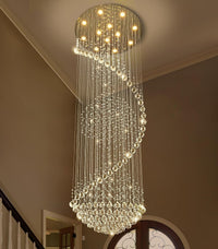 D24'' X H78'' Crystal Chandelier Glam Chandelier High Ceiling Chandeliers for Staircaes Large Raindrop Chandeliers LED Dimmable Light Fixtures for Foyer Hallway Entryway