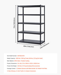 Storage Shelves 24 D X 48 W X 72 H 5-tier Garage Storage Shelving