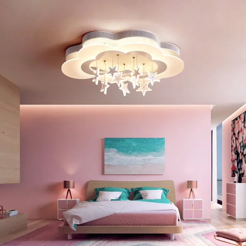 Modern Kids Room Light Fixture Lamp for Children Lamp for Bedroom Chandelier Kids Led Star Roof Light Children Room Le