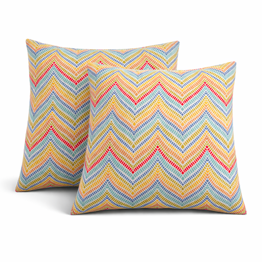 2 Pack Outdoor Throw Pillows, Waterproof & Fade-Resistant Patio Cushions For Garden, Porch, Poolside Furniture - Soft & Comfortable Decorative Pillow Covers 18x18 Inch, Muted Multicolor
