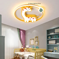 Designer  Led Ceiling Light Girl Bedroom Chandelier Kids Baby Boy Room Decor Cute Giraffe Ceiling Lamp Plafon RC Dimmable