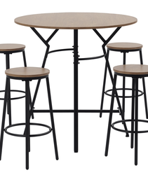5-Piece Bar Table and Chairs Set, Space Saving Dining Table & 4 Stools