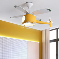 Blue Pink Airplane Children's Room Ceiling Fan Lamp Modern Colorful Helicopter Kids Bedroom Chandelier Cartoon Ceiling Light LED