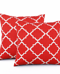 2 Pack Outdoor Throw Pillows, Waterproof & Fade-Resistant Patio Cushions For Garden, Porch, Poolside Furniture - Soft & Comfortable Decorative Pillow Covers 18x18 Inch, Plaid Red