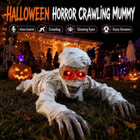 Electric Crawling Crawling Mummy Prop Glowing Red Eyes Realistic Horror Style Mummy Halloween Prop Wrapped Mummy Battery Powered
