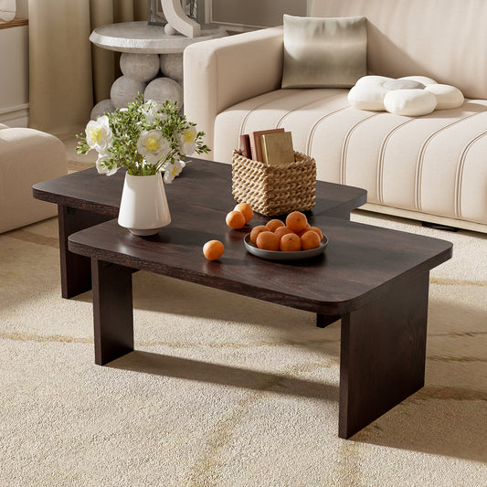 U-Can Modern Minimalist Coffee Table Set, Rectangle Coffee Table With Splicing Design, Multifunctional Combination Table For Living Room