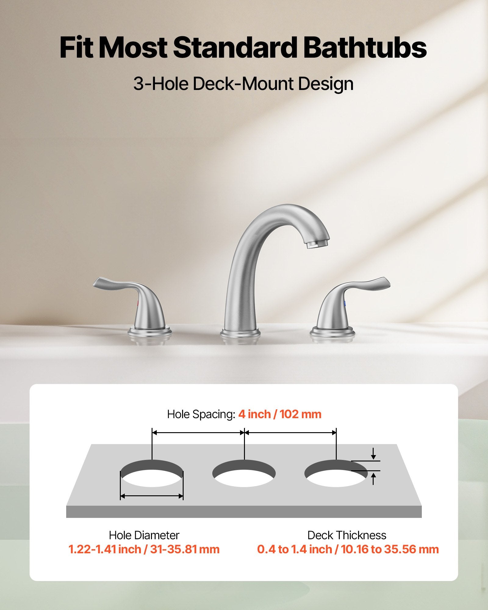 Roman Tub Faucet, 3 Hole Waterfall Bathtub Faucet, Gooseneck Bath Tubs Faucets Set With 2 Handles, Roman Tub Faucets Deck Mount For Adult Bathing, Brushed Stainless Steel, High Arc Spout