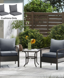 4 Patio Chair Cushions with Seat & Backrest, Fade Resistant Seat Replacement Cushion Set, Gray