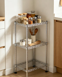 3Tier Wire Shelving Rack Metal Storage Shelf Unit For Laundry Bathroom Kitchen Pantry Closet