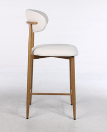 Counter Height Bar Stools Set Of 2, Upholstered Counter Stools Modern Barstools With Metal Legs For Kitchen Island Dining Room, Beige
