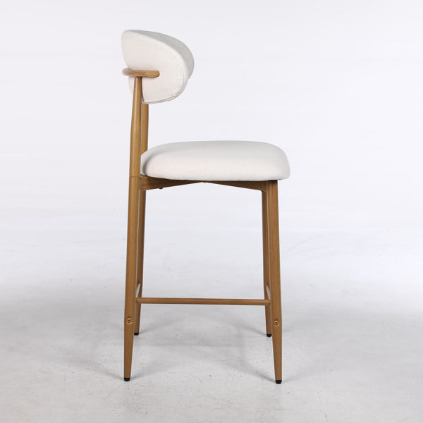 Counter Height Bar Stools Set Of 2, Upholstered Counter Stools Modern Barstools With Metal Legs For Kitchen Island Dining Room, Beige