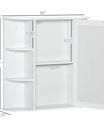 Bathroom Medicine Cabinet with Mirror, Bathroom Mirror Cabinet, Wall Mount Mirror Medicine Cabinet with Multiple Storage Shelves, White
