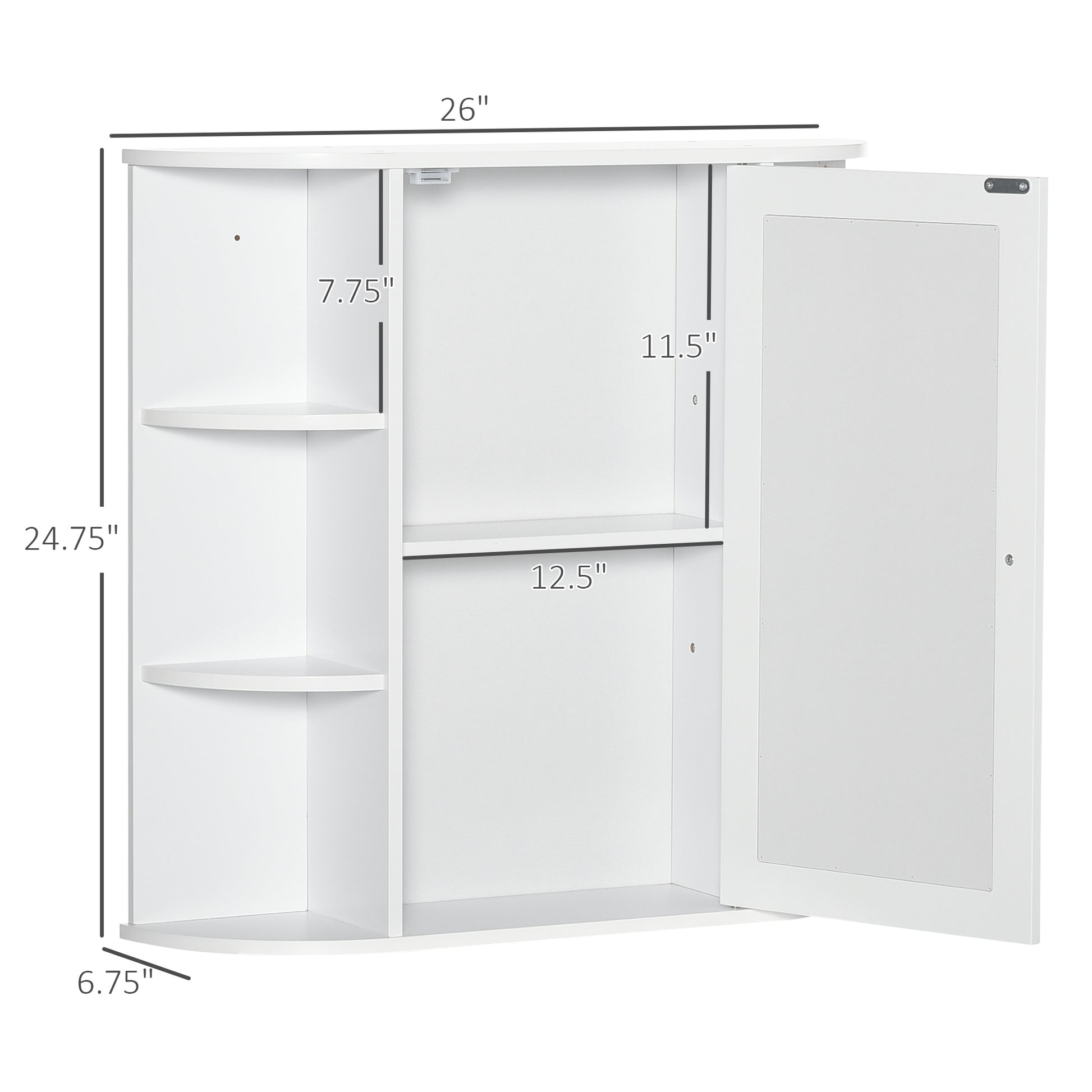Bathroom Medicine Cabinet with Mirror, Bathroom Mirror Cabinet, Wall Mount Mirror Medicine Cabinet with Multiple Storage Shelves, White